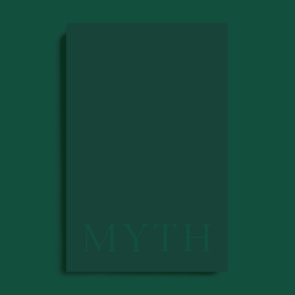 Green book or journal with MYTH text embossed